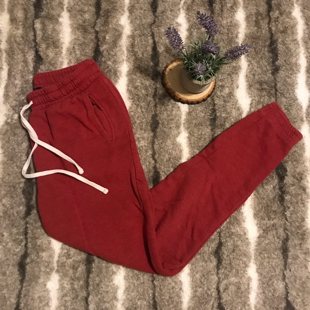 Red fleece lined joggers